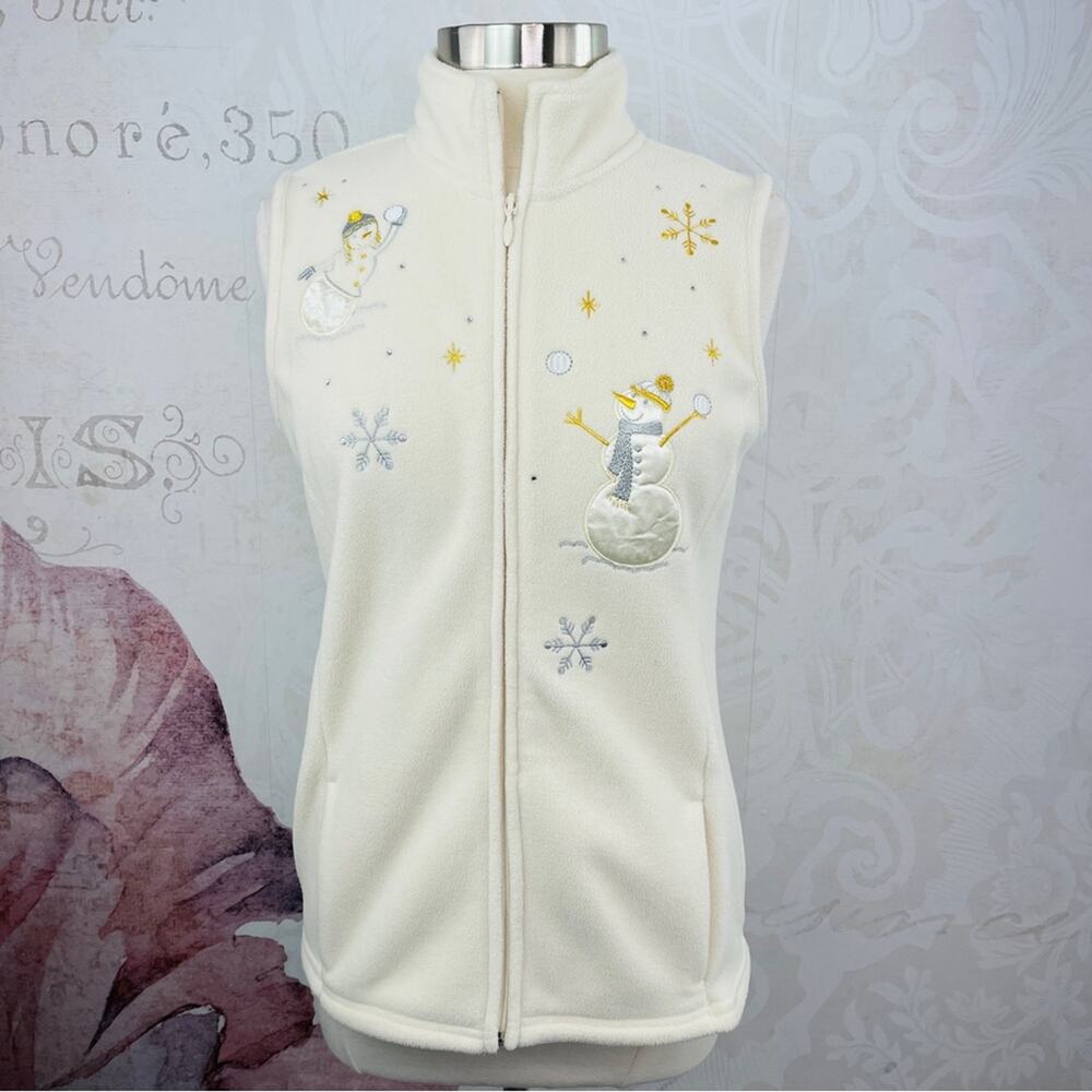 Basic Editions Ivory Winter Snowman Snowflakes Em… - image 1